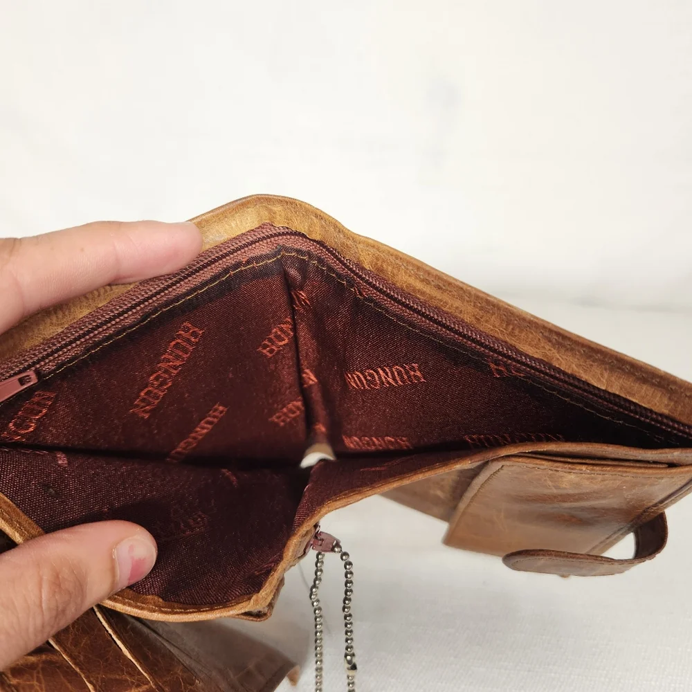 Vintage Petek Collection Brown Leather Bifold Wallet